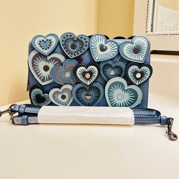 Coach Handbags - Coach Dinky Heart Appliqué Genuine Leather Crossbody